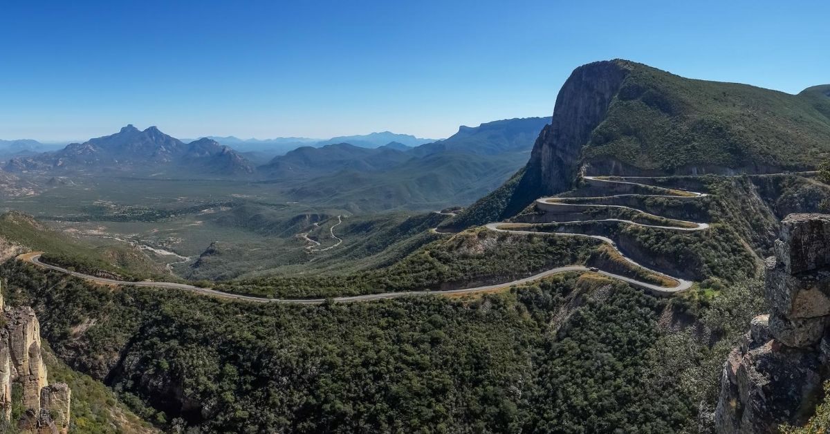 In Angola, a road snakes through the mountainous landscape