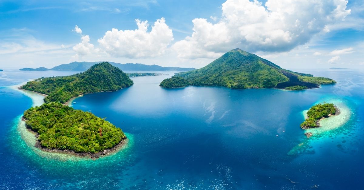 Bird's eye view of the stunning Banda islands in Indonesia