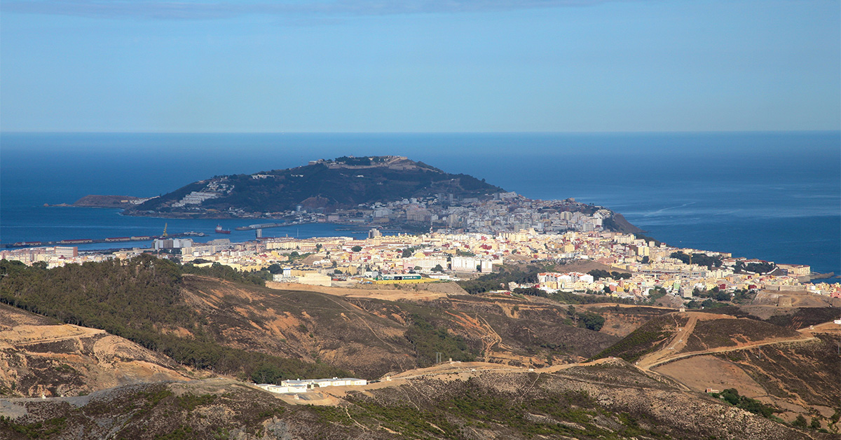 panoramic view of coastal the Spanish city Ceuta in North Africa