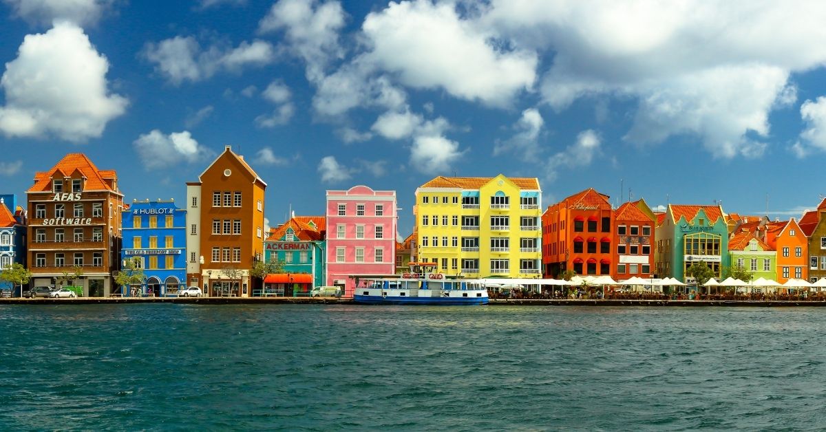 colorful buildings along coast of Willemstad, Curaçao
