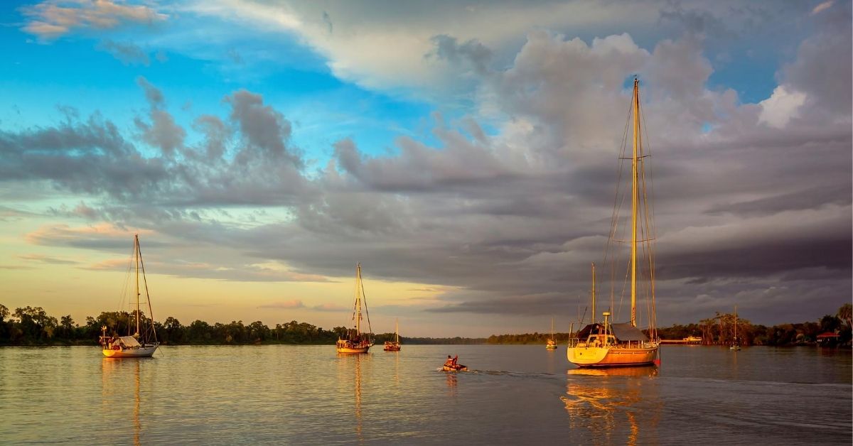 boats on river at the golden hour