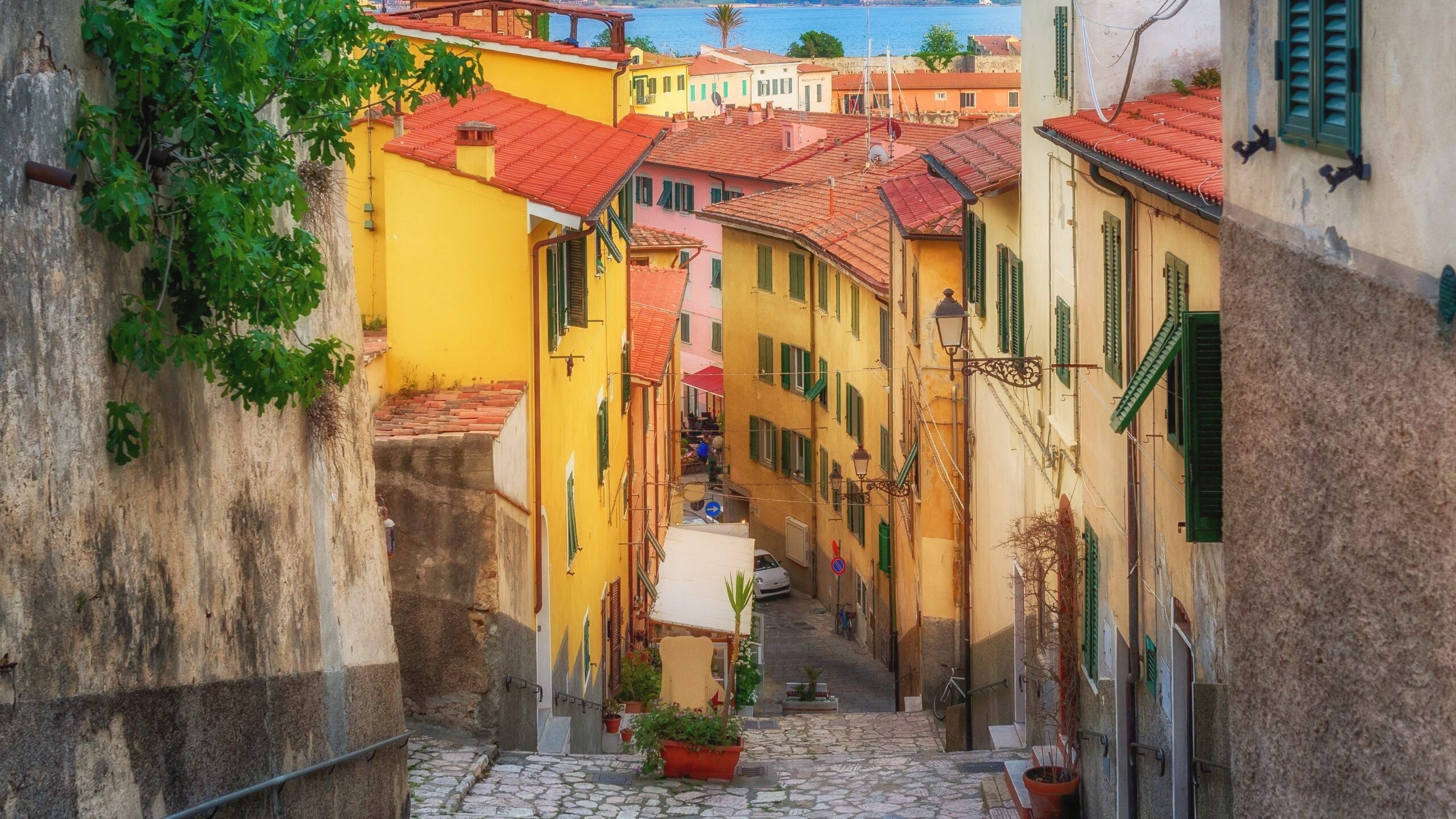 colorful houses on Elba Island in Italy