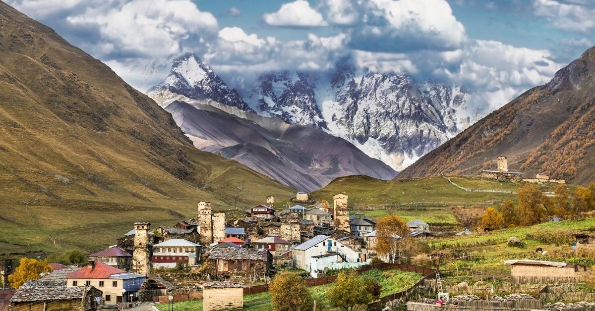 historical village in a mountain valley
