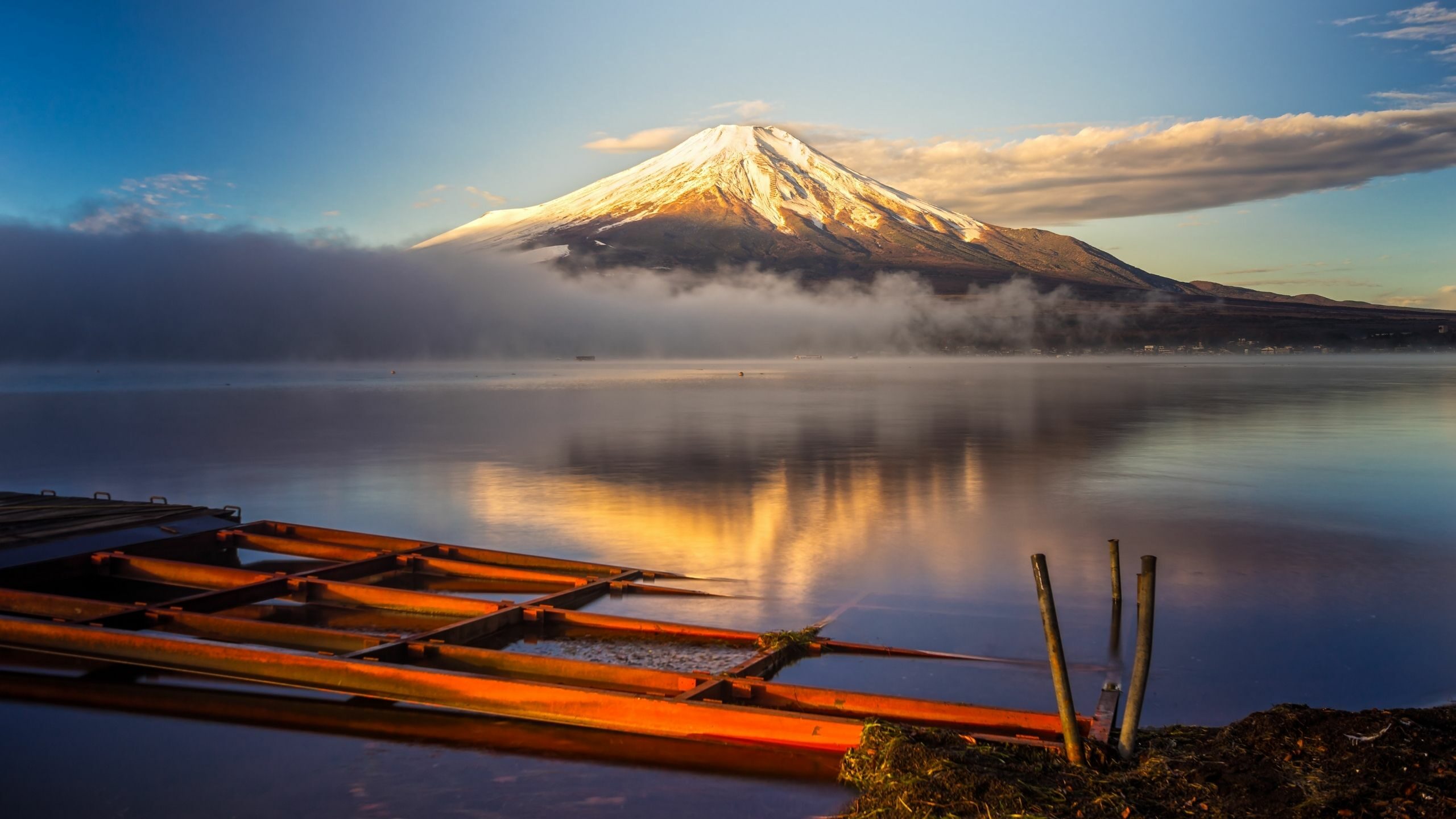 Mount Fuji reflected in Lake Yamanaka at dawn, Japan