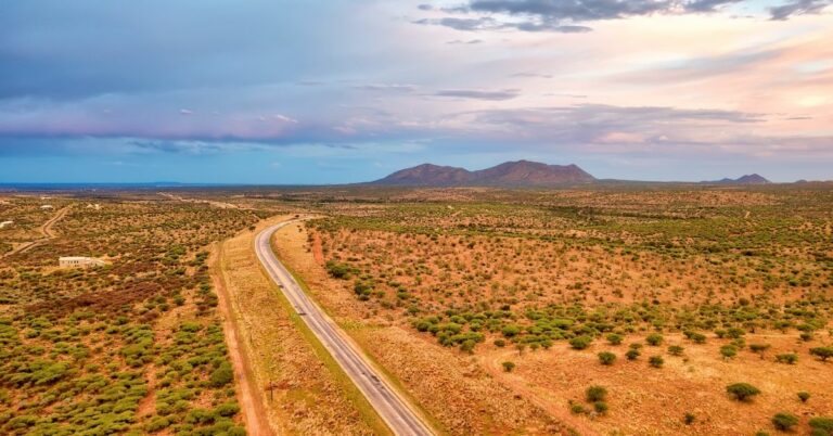 beautiful desert landscape at dusk near Windhoek, Namibia