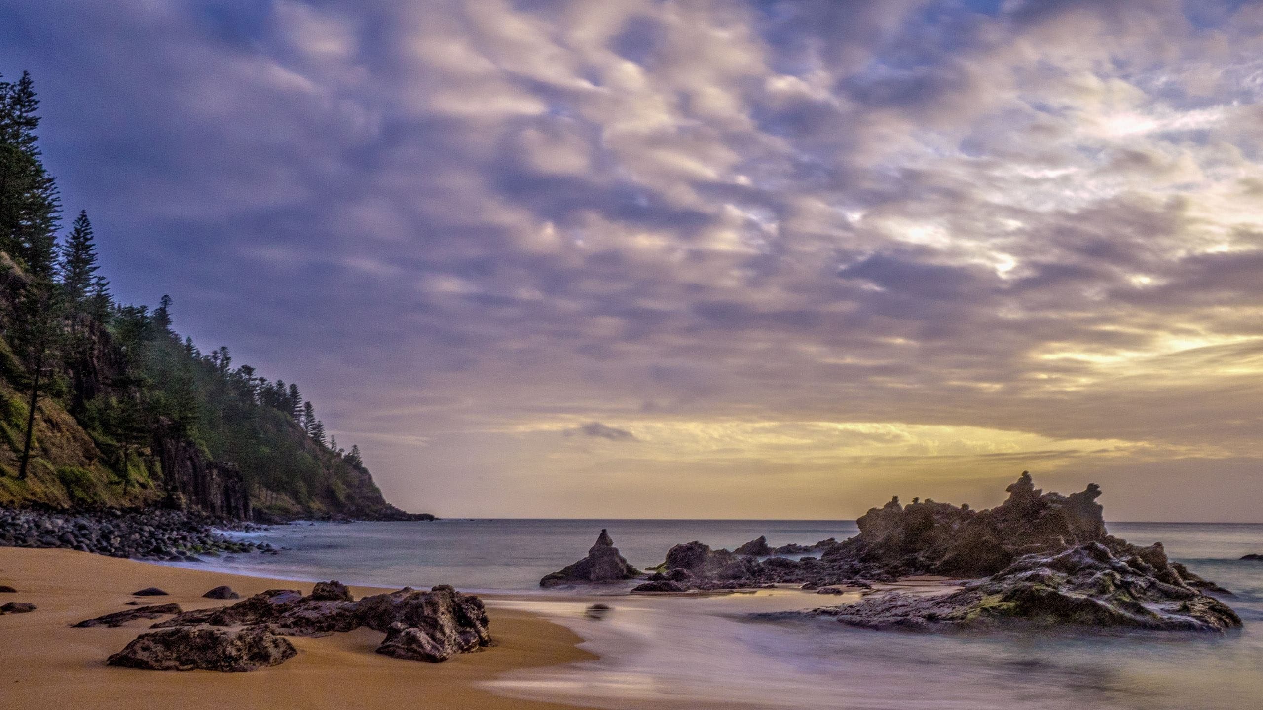 sunset over the Pacific coast of Norfolk Island in Australia