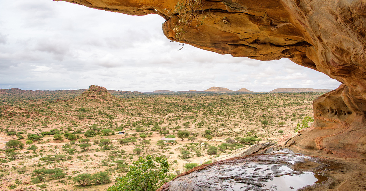valley of Somaliland viewed from a cave at Laas Geel